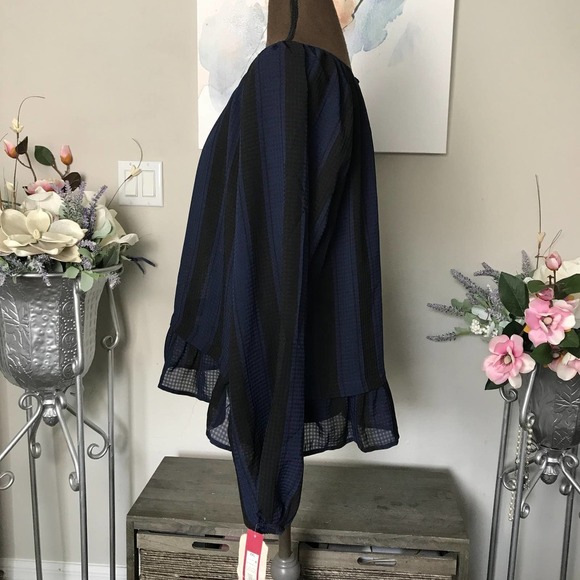 Merona Ebony Stripe Print Peplum Blouse XXL - Picture 3 of 5